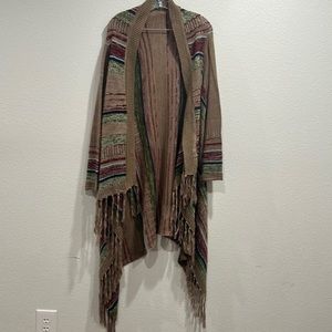 Womens Jodifl Boho Bohemian Retro Fringe Open Front Sweater Cardigan Sz M/L